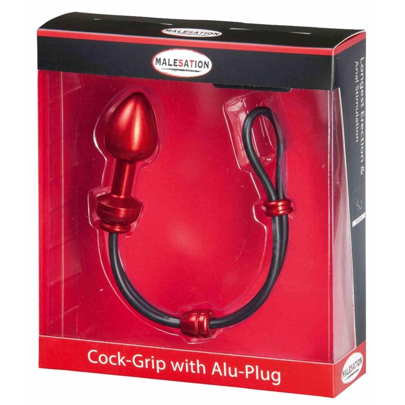 MALESATION Cock-Grip with Alu-Plug medium, red